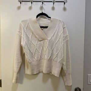 Joe Fresh Cream V-Neck Cable Knit Sweater Like New